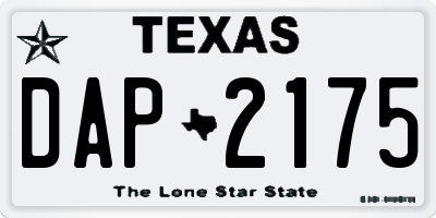 TX license plate DAP2175