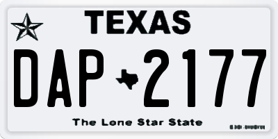 TX license plate DAP2177