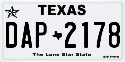 TX license plate DAP2178