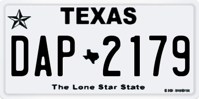 TX license plate DAP2179