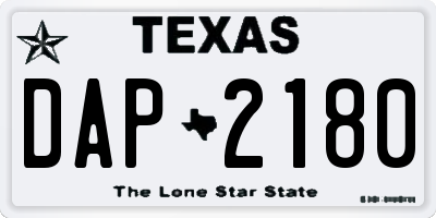 TX license plate DAP2180