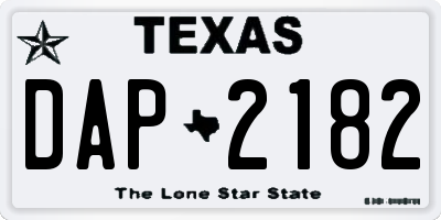 TX license plate DAP2182
