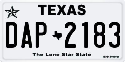 TX license plate DAP2183