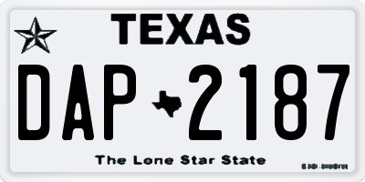 TX license plate DAP2187