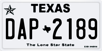 TX license plate DAP2189