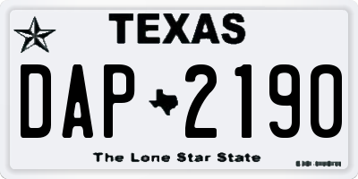 TX license plate DAP2190