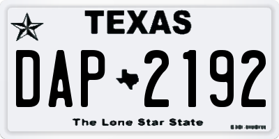TX license plate DAP2192