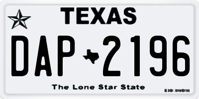 TX license plate DAP2196
