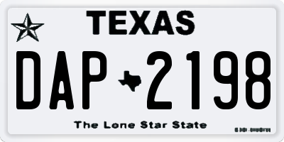 TX license plate DAP2198
