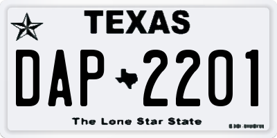 TX license plate DAP2201