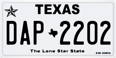TX license plate DAP2202