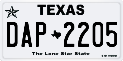 TX license plate DAP2205