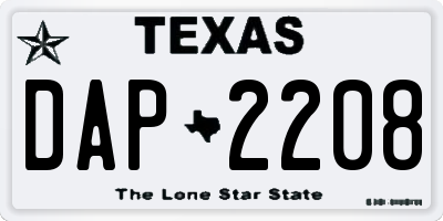 TX license plate DAP2208