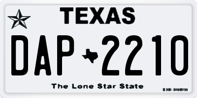 TX license plate DAP2210