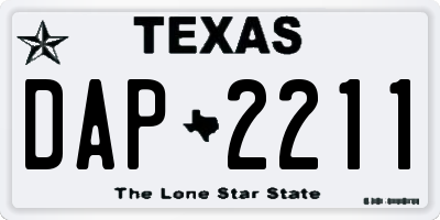 TX license plate DAP2211