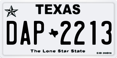 TX license plate DAP2213