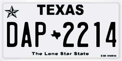 TX license plate DAP2214