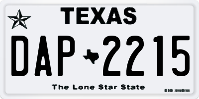 TX license plate DAP2215