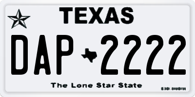 TX license plate DAP2222
