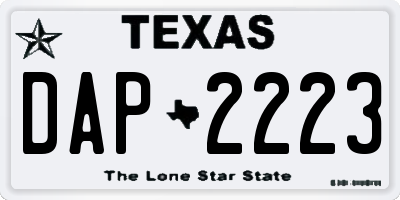 TX license plate DAP2223