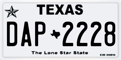 TX license plate DAP2228