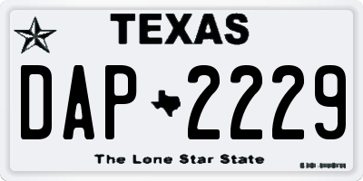 TX license plate DAP2229