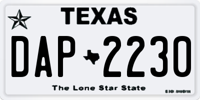 TX license plate DAP2230
