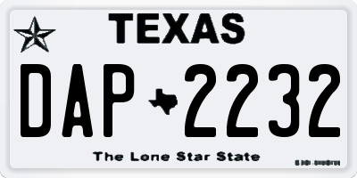 TX license plate DAP2232