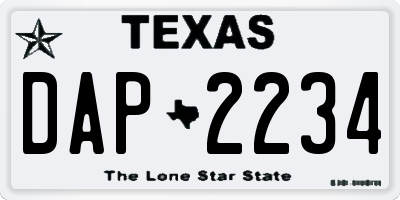 TX license plate DAP2234