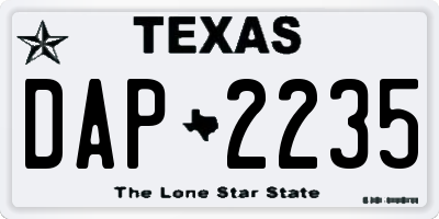 TX license plate DAP2235