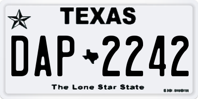 TX license plate DAP2242