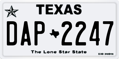 TX license plate DAP2247