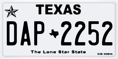 TX license plate DAP2252