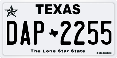 TX license plate DAP2255