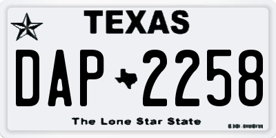 TX license plate DAP2258