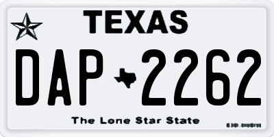 TX license plate DAP2262
