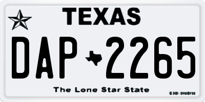 TX license plate DAP2265