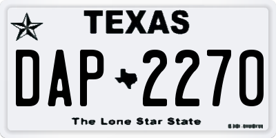TX license plate DAP2270