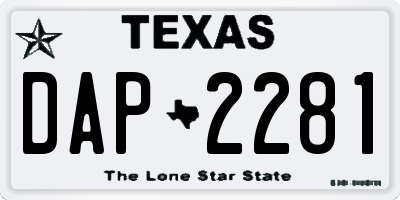 TX license plate DAP2281