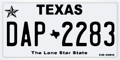 TX license plate DAP2283