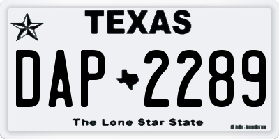 TX license plate DAP2289