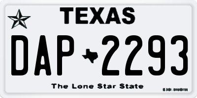 TX license plate DAP2293