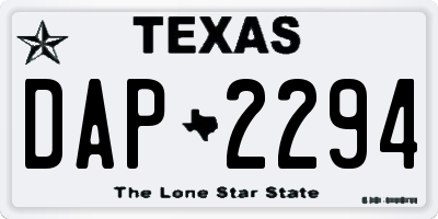 TX license plate DAP2294
