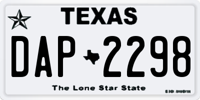 TX license plate DAP2298
