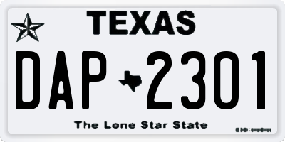 TX license plate DAP2301