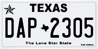 TX license plate DAP2305