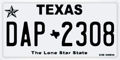 TX license plate DAP2308