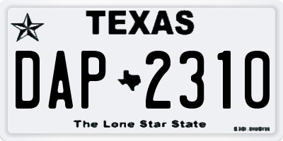 TX license plate DAP2310