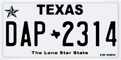 TX license plate DAP2314