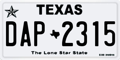 TX license plate DAP2315